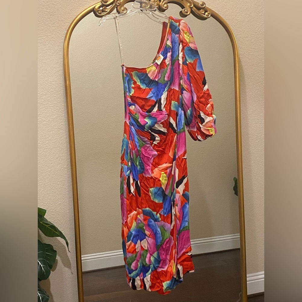 Farm Rio for Anthropologie One-Shoulder Slim Floral Midi Dress Size XL - Picture 8 of 15
